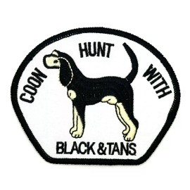 Blank Coon Hunt With Black & Tans Hunting Dog Patch Iron Vintage Retro Style Hat Cap