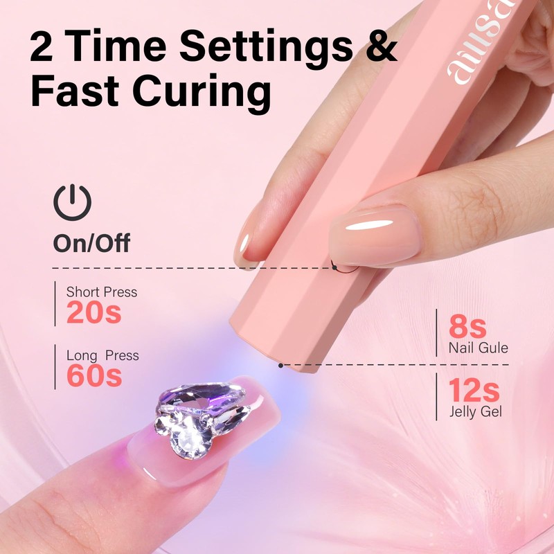 Gel Nail Kit, 240Pcs Short Almond Nail Tips, 15g Glue