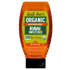 Aunt Sue’s Raw & Unfiltered Organic Honey, Light Amber, USDA Organic, 16 Ounce (Pack of 1)
