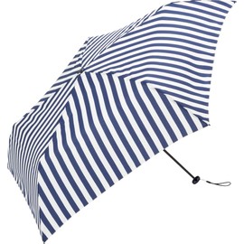 Because B-023239 Women's Folding Umbrella, 19.7 inches (50 cm), Mini, Lightweight, Durable, Super Light Stripe, Navy