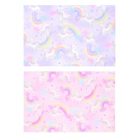 Miwaki Fabric Placemats, For Kids, Girls, Kindergarten, Nursery, Set of 2, Pink, Lavender, Yumewa, PKxPU Mat, S