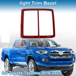 X AUTOHAUX Headlight Trim Bezel for Toyota Tacoma 2016-2023 Front Row Headlamp Bezel Headlight Cover Decor Red 1 Pc