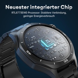TIFOZEN Smartwatch Herren, 1,52'' Robuste Fitnessuhr Rund mit 500mAh Langer Akku/IP68 Wasserdicht/120+ Sportmodi/Herzfrequenz/SpO2/Schlafmonitor/Telefonfunktion/2 Armband für Android iOS, Schwarz