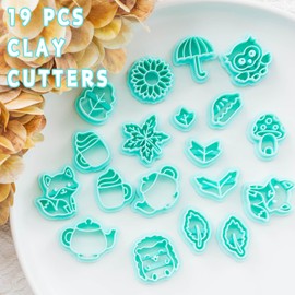 TAINSKY Fall Polymer Clay Cutters, Autumn Clay Cutters for Polymer Clay Jewelry, Fall Polymer Clay Earring Cutters, 19 Shapes Polymer Clay Cutters for Earrings Making, Leaf Polymer Clay Cutter