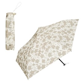 [2025] Wpc. 801-16853-102 Parasol Light Filtering Lightweight Flower Silhouette Mini Beige <100% Light Blocking/99.9% UV Protection/UPF50+/Sun or Rainy Day>> Folding Umbrella Lightweight Work