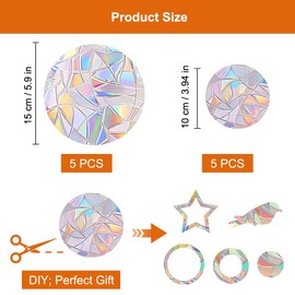 10 Prism Window Stickers, Bird Protection for Glass Panes, Prism Window Stickers, Circle, Bird Anti-Collision Window Stickers, Anti-Collision Window Stickers