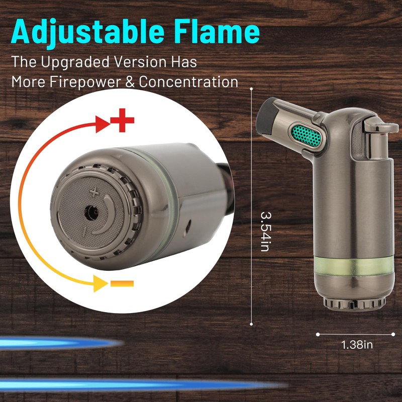 Refillable Butane Torch Lighter - Super Long Flame, Windproof, Adjustable