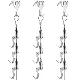 8PCS Adjustable Picture Hanging Wire Kit(6.56FT, 3 Hooks) Picture Rail Hanging System Sturdy Gallery Display Rail Rope with 3 Hooks for Exhibition Art Gallery Frames Display