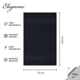 Class 4 Piece Terry Towelling Bath Towel Set | Pack of 4 Bath Towels 70 x 140 cm | Terry Quality 500 g/m² | 100% Cotton with Border | Plain Black