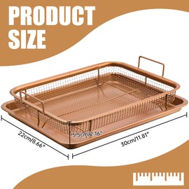 KAILIYA Large Air Fryer Basket with Tray for Oven 11.8"" x 8.7"" Stainless Steel Air Fryer Basket and Tray Set Nonstick Bakeware Sets Air Fry Crisper Tray with Baking Pan Silver