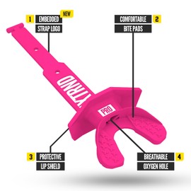 Nxtrnd Two Pro - Protector bucal de fútbol, correa permanente, para adultos y jóvenes (rosa)