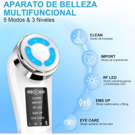Masajeador Facial Electrico, 5 en 1 Radiofrecuencia Facial con EMS Masaje