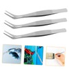 Tofficu 4pcs Precision Tweezers Industrial Static Stainless Steel Tweezers for