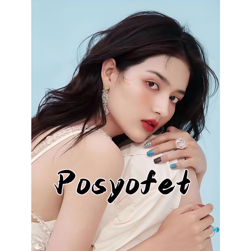 Posyofet 24Pcs Red Glossy Square ABS False Nails, Full Cover,