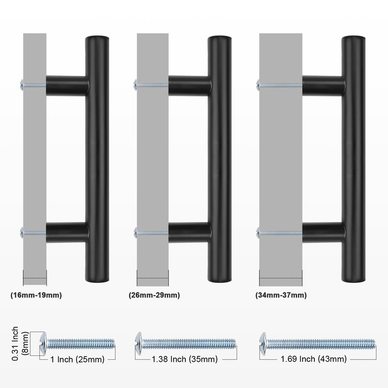 Probrico 15 Pack Black Cabinet Handles 3 Inch Hole Centers
