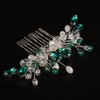 Teyglen Green Teardrop Hair Comb Bride Rhinestone Wedding Hair Comb