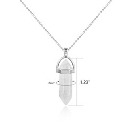 KISSPAT 3PCS Hexagonal Crystal Pendant Necklace Gemstone Bullet Quartz Stone Pointed Pendants Chakra Healing Crystal Jewelry for Women (Clear Quartz+Amethyst+Green Aventurine)