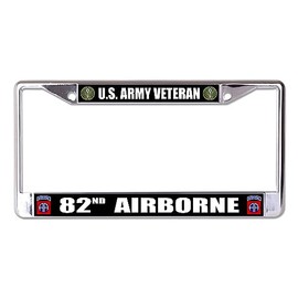 U.S. Army Veteran 82nd Airborne Chrome License Plate Frame