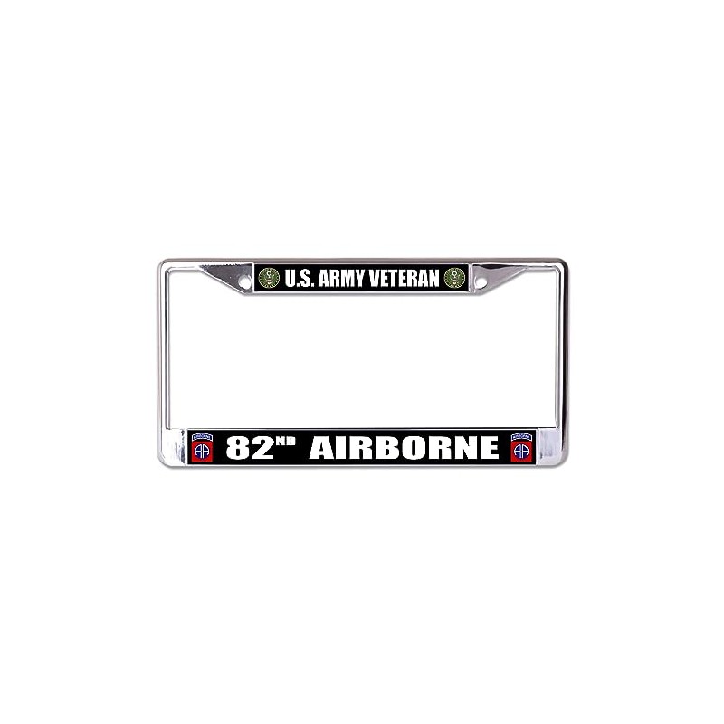 U.S. Army Veteran 82nd Airborne Chrome License Plate Frame