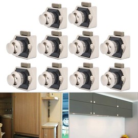 Pack of 10 Push Button Catch Door Lock Metal Push Button Rotary Knob Lock for Motorhome Caravan Van Yacht Drawer Cabinet Door (Pearl Nickel)