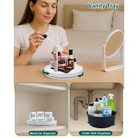 Pantry Organizers and Storage, 1 Set of 9.1 Inch Lazy Susan Organizer and 10 Inch Kitchen Organizers and Storage, Stackable Kitchen Pantry Organizers and Storage for Spice Cans Vegetable