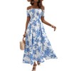 Floerns Women's Boho Ditsy Floral Print Off Shoulder Short Sleeve