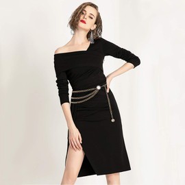 DTWAWA Multi Layer Waist Chain, Adjustable Rhinestone Chain Belt for Dress for Women