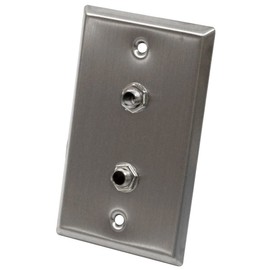 Seismic Audio - SA-PLATE21-2Pack - Pair of Stainless Steel Wall Plates - Dual 1/4" TRS Stereo Jack Single Gang