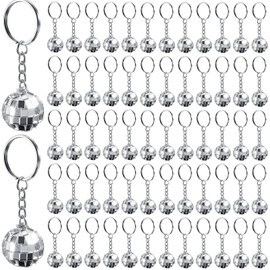 Hicarer 12 Pieces Mini Mirror Disco Ball Keychains Bulk Silver Disco Ball 70s 80s 90s Keychains Accessories Party Favors for Halloween Christmas Thanksgiving Party Supplies Decorations