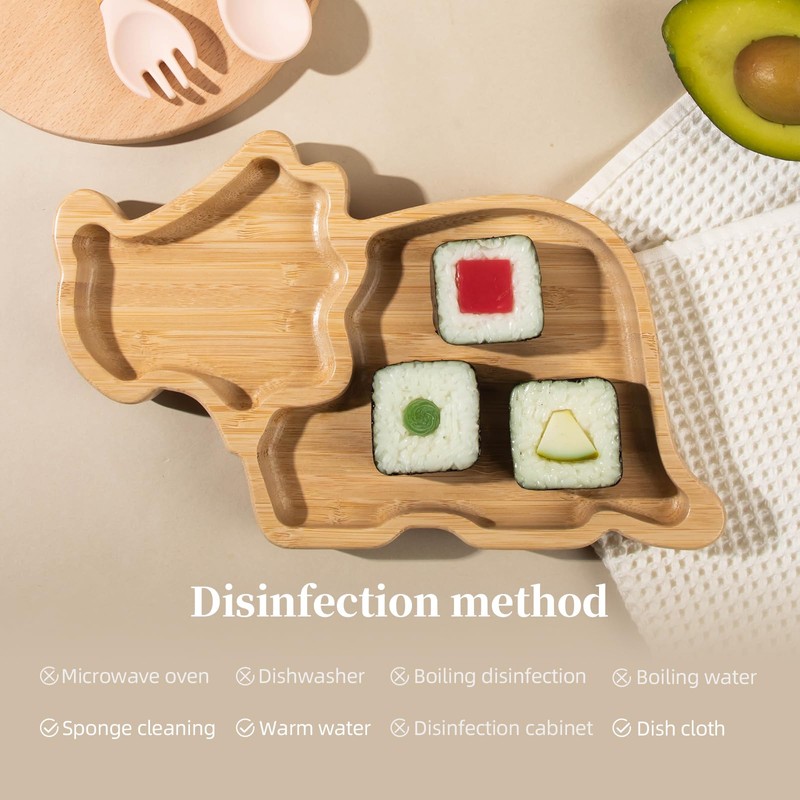 Bamboo Baby Plate Set with Suction - Dinosaur Divided Toddler