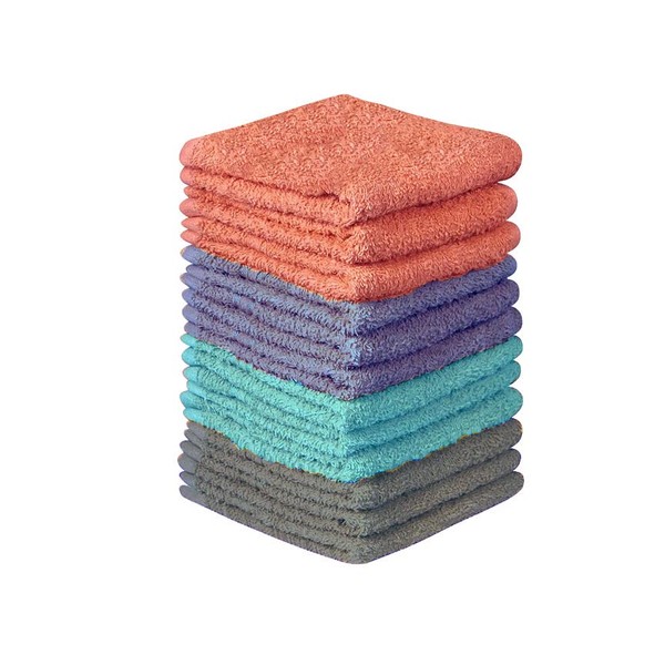 Petal Cliff 15 Pack, 100% Cotton Wash Cloth, Wash Rags Pack, Extra Soft, Highly Absorbent, Machine Washable Size 11 X 11 inch, Assorted Colors - Color May Very.