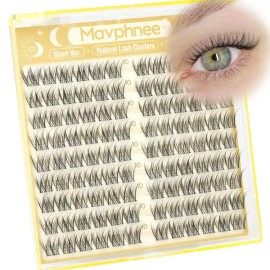 Mavphnee 10MM 속눈썹 클러스터 내추럴 클리어 밴드 연장 위스피 짧은 개별 DIY 팩 CC 커브 108Pcs [Wet Wispy] 10MM Eyelash Cluster Natural Clear Band Extension Wispy Short Individual DIY Pack CC Curve 108Pcs [Wet Wispy]