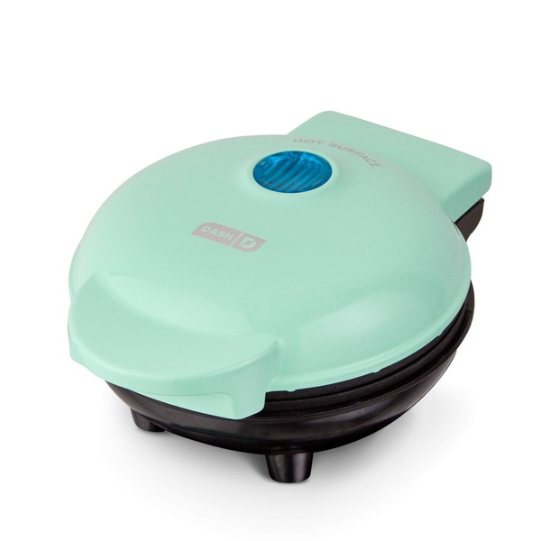 Dash Mini Maker Electric Round Griddle for Individual Pancakes, Cookies, Eggs & other on the go Breakfast, Lunch & Snacks with Indicator Light + Included Recipe Book - Aqua