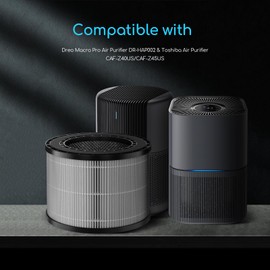 GoKBNY 2-Pack DR-HAP002 Replacement Filter Compatible with Dreo Macro Pro, Macro Pro S DR-HAP002 and Toshiba CAF-Z40US/CAF-Z45US Air Purifiers, 3-in-1 Design Filters