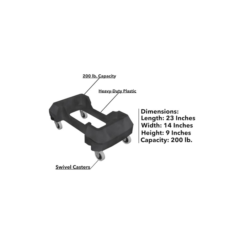 Heavy-Duty Dolly for 16/23 Gallon Slim Trash Can – 4-Wheel