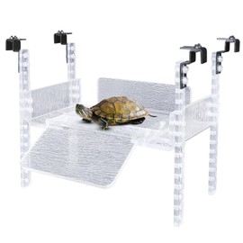 SIKGFPN Adjustable Turtle Basking Platform, 10-13" Wide, Slip-Resistant Ramp, Acrylic, Transparent, Ideal for Turtle Tank Accessories