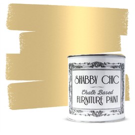 Shabby Chic Chalk Furniture Paint: Luxurious Metallic Paint, Craft Paint for Home Decor, DIY, Wood Cabinets - All-in-One Paints with Shiny Metallic Finish [Antique Gold] - (Liter Covers 129 sf)