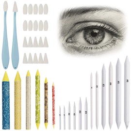 BetterJonny 40 Pcs Blending Stumps and Tortillions Set, Sketch Drawing Stumps Pencils Tools, Art Blending Tools Supplies, Include 18 Paper Art Blenders Blending Pencils, 2 Sketch Wiper Set