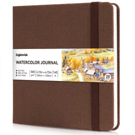 Watercolor Journal - 100% Cotton Cold Pressed Paper | 20 Sheets 40 Pages | 300GSM (140lbs) | Linen Cotton Cover Watercolor Sketchbook for Artist Painting Mixed Media 4.75" x 4.7"