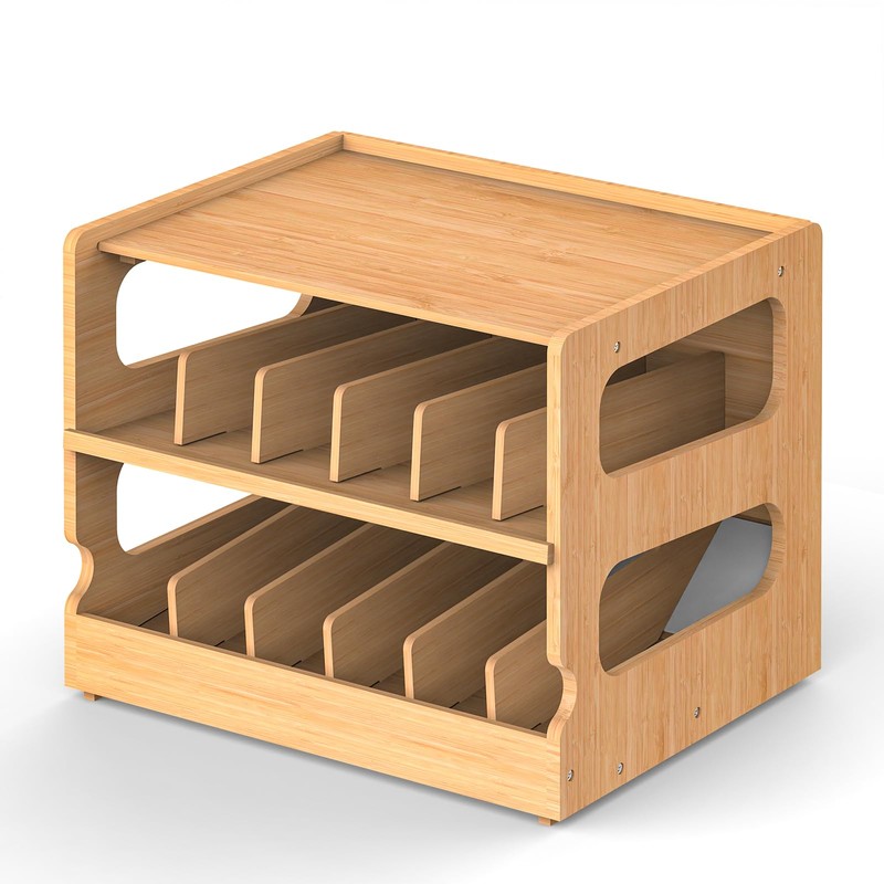 Teamkio Can Organizer for Pantry, Bamboo Pantry Organizer, 2 Tier