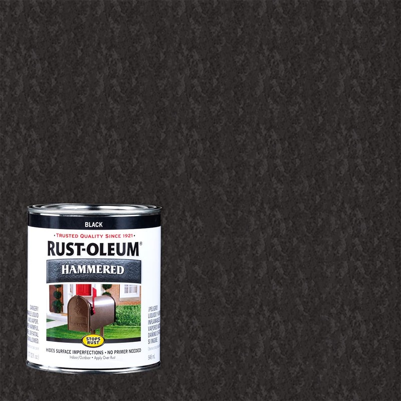 Rust-Oleum 7215502 Stops Rust Hammered Finish Brush Paint, Quart, Black