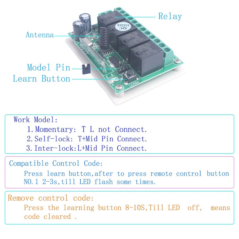 SUYUKUFU 433Mhz DC 12V 4CH Channel Wireless Switch Long Range