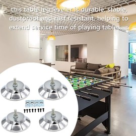 Pilarmuture 4Pcs Billiard/Pool Table Leg Levelers,5 Inch Metal Game Table Leg Levelers Heavy Duty Leveling Feet,Billiard Accessories,for Football/Soccer Table,PingPong Table,Air Hockey Table(Silver)