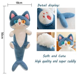 Cute Shark Cat Plush - Kitty in Shark Costume, 19.7in Soft Huggable Plush Toy for Kids & Adults, Fun Gift for Birthdays & Holidays