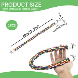 Bird Rope Perch - 40CM/15.7inch Colorful Perches Climbing Standing Bungee Rope Perches Chew Toys for Cockatiels Parrots