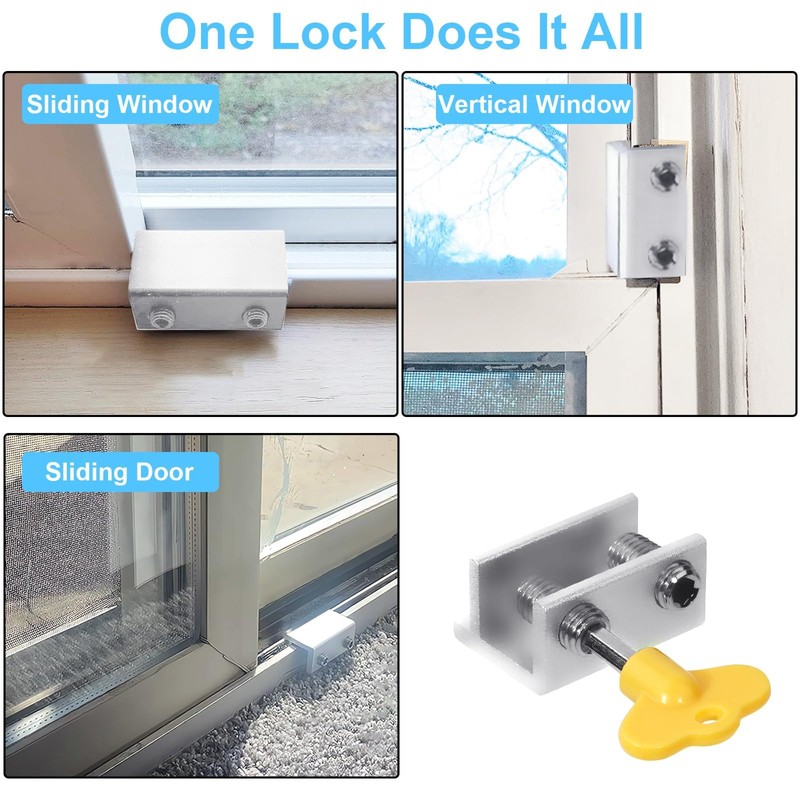 Window Locks, 6 Sets Window Locks Security with Key, Adjustable