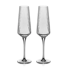 DIAMANTE Crystal Champagne Flutes 'Mirage' - Set of 2 Optic Champagne Flutes in Giftbox