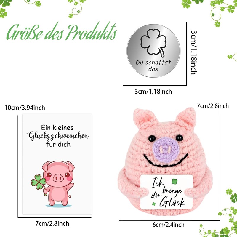 ZHTLTHZ Pocket Hug Lucky Pigs, Creative Knitting Wool, Mini Pig