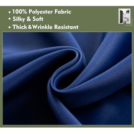 PI Blackout Bedroom Curtains,Thermal Insulated Ring Top Window Treatment,Room Darkening Drapes for Living Room/Bedroom/Kitchen 1 Panel (Navy, W52XL45)