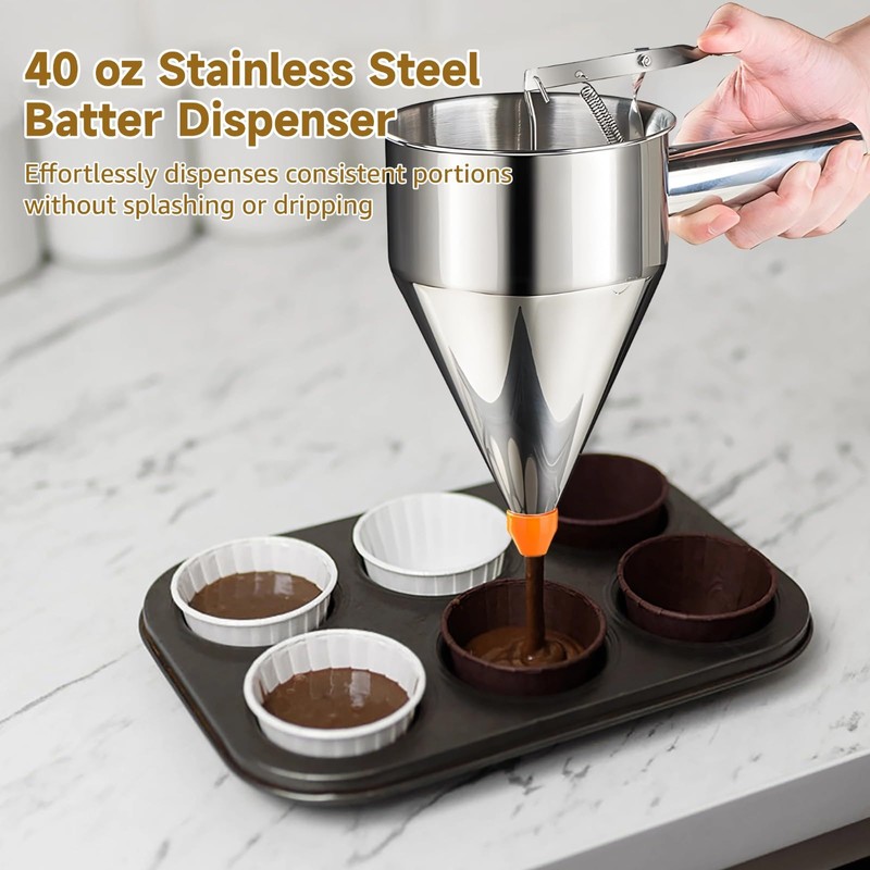 YOFAPA 40 oz Stainless Steel Batter Dispenser, 1.2 L Pancake